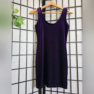 Purple Velvet Feel Stretch Sleevless Mini Dress
